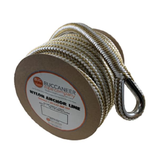 Buccaneer Rope 3/8 x 50 Twisted Nylon Anchor Line, White 2020500 Zoro